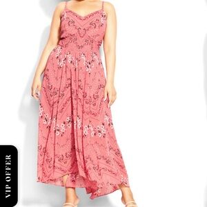 NWT City Chic Pink Garland Maxi Dress Size 16